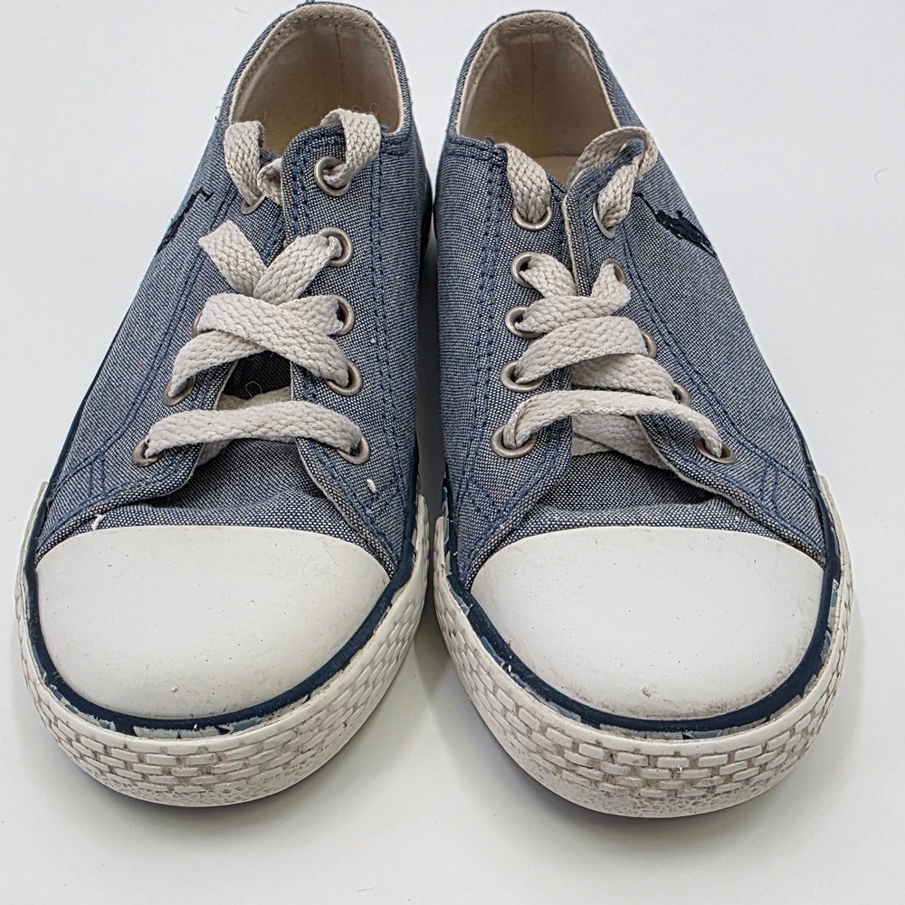 POLO RALPH LAUREN SLONE SNEAKERS GIRLS SIZE 13 CANVAS BLUE FLORAL LOW PONY KIDS - Picture 2 of 10